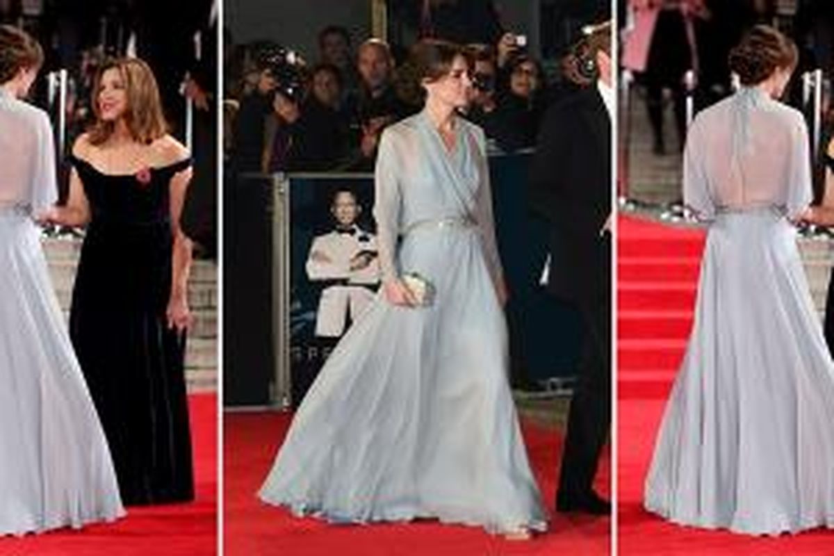 Gaun seksi dan menerawang tetapi menghadirkan kesan anggun, sukses dikenakan Kate Middleton saat menghadiri pemutaran perdana film James Bond terbaru. 