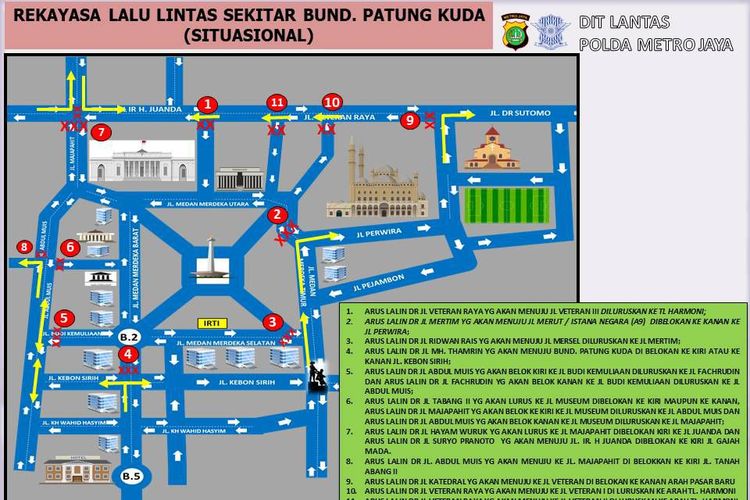 Polda Metro Jaya siapkan skenario rekayasa lalu lintas untuk mengantisipasi kemacetan imbas demo mahasiswa di kawasan Istana Merdeka pada Senin (11/4/2022).