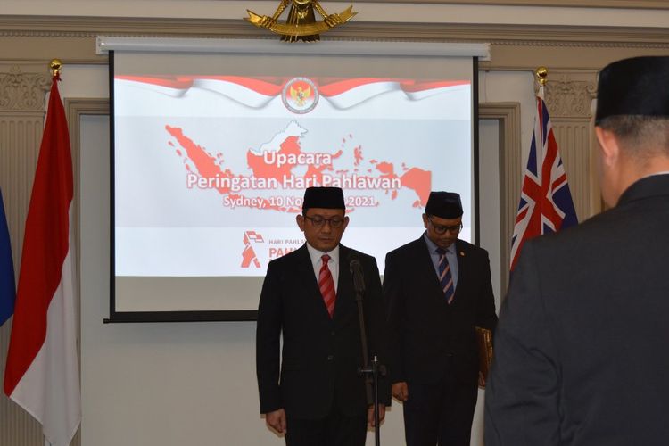 Konjen Vedi Buana menjadi pembina upacara peringatan hari pahlawan di KJRI Sydney.