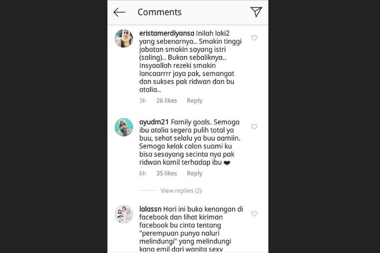 Komentar netizen terhadap Ridwan Kamil yang dorong kursi roda sang istri di acara pelantikan gubernur, Rabu (5/9/2018).