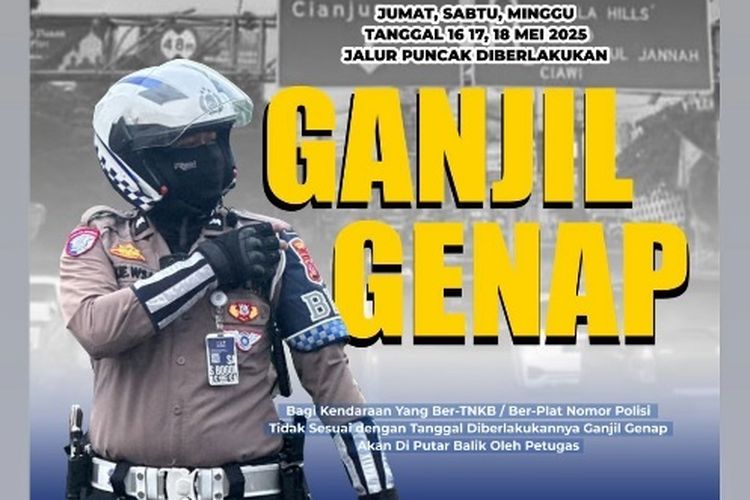 Polres Bogor memberlakukan ganjil genap di Jalur Puncak.