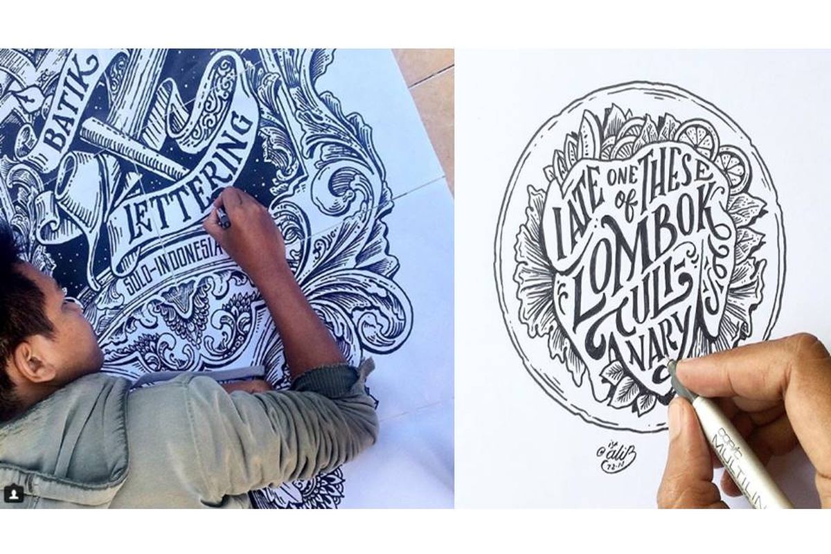 Seniman hand lettering Abdullah Somad alias Alib.