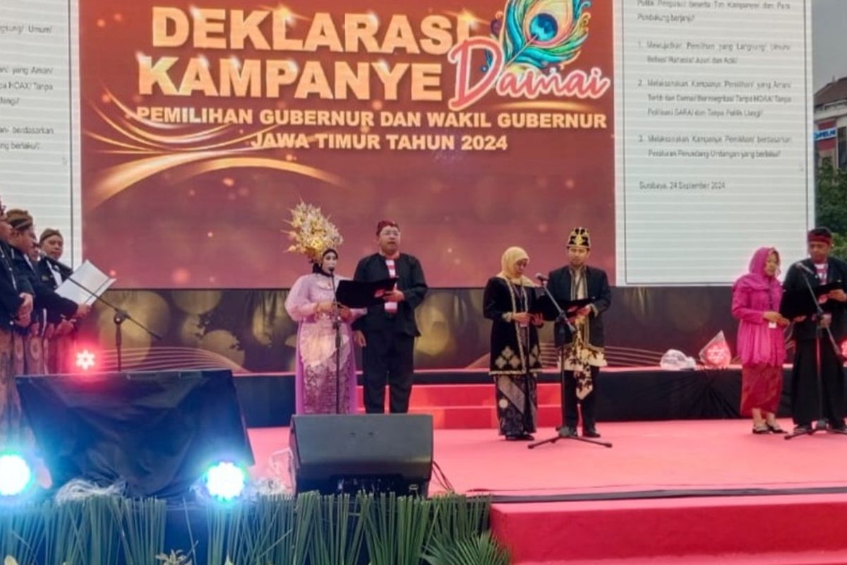 Deklarasi kampanye damai Pilkada Jatim, Selasa (24/9/2024).