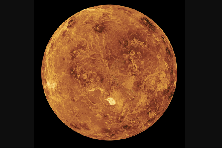 Ilustrasi planet Venus bagian utara.