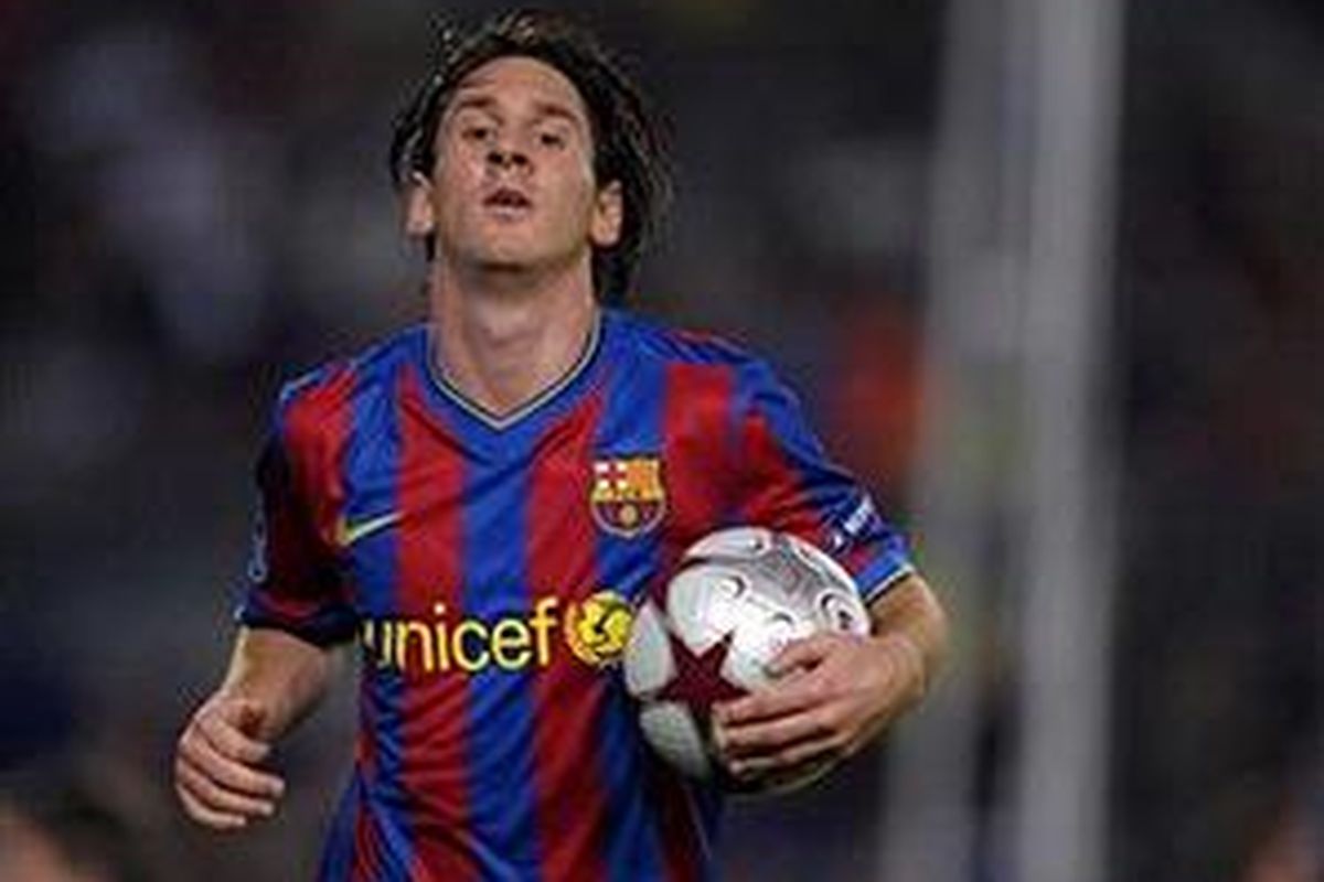 Pemain sayap Barcelona, Lionel Messi.