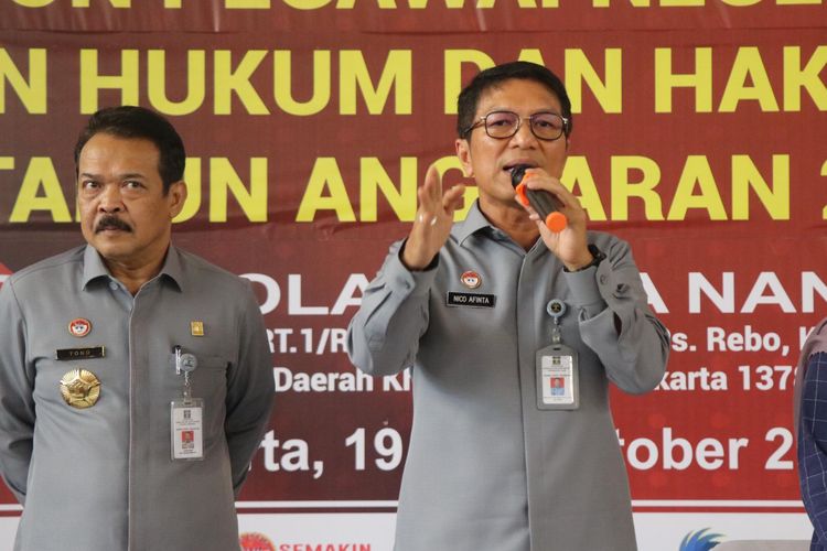 Sekjen Kemenkumham Nico Afinta mengecek pelaksanaan SKD CPNS Kemenkumham di Jakarta, Selasa (29/10/2024).