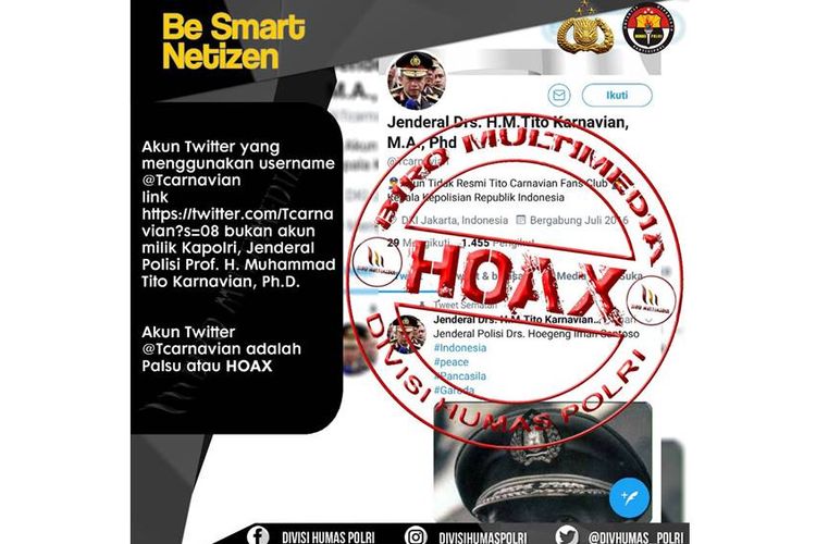 Beredar akun Twitter yang diduga milik Kapolri Tito Karnavian.