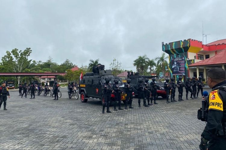 210 Personel PRC Brimob Polri tiba di markas Brimob Polda Sultra, untuk membantu penanganan aksi kejahatan jalanan berlanjut. (Foto Dokumentasi Brimob Polda Sultra)