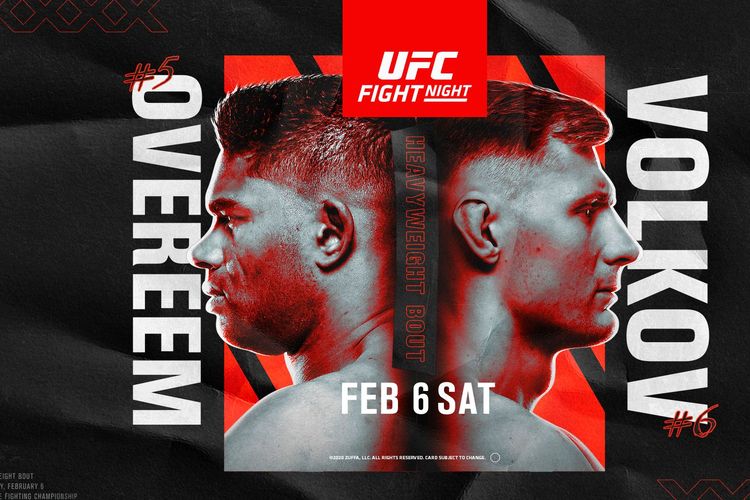 Ultimate Fighting Championship akan kembali akhir pekan ini dengan UFC Fight Night: Overeem vs Volkov di UFC Apex, Las Vegas, Nevada, Amerika Serikat, pada Minggu (7/2/2021) pagi hari WIB.