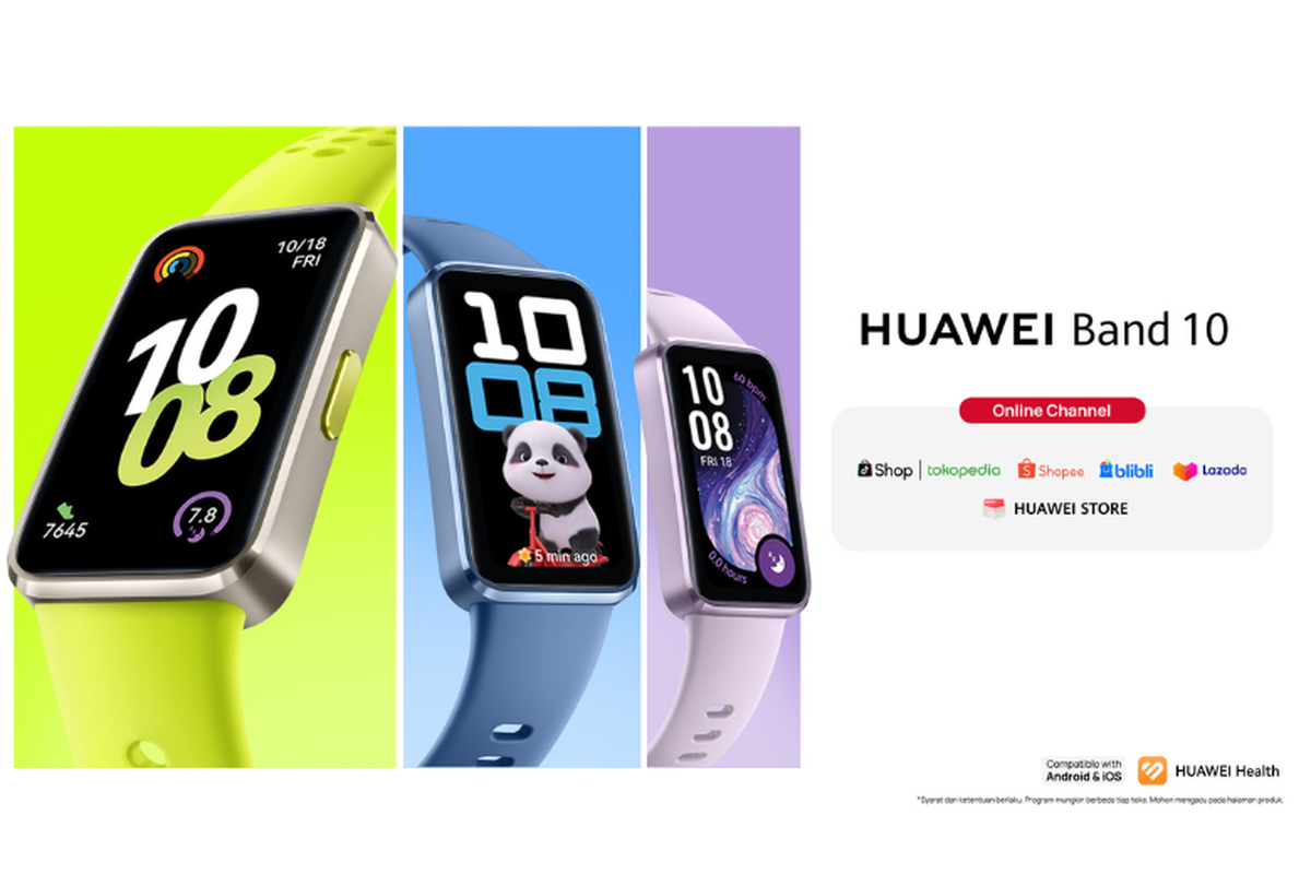 HUAWEI Band 10 daoat dibeli di sejumlah e-commerce terkemuka, seperti Shopee, Tokopedia, Blibli, Lazada, TikTok Shop, dan Juawei Store. 
