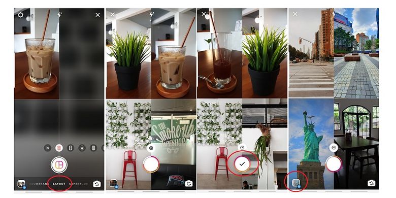 Cara bikin kolase foto menggunakan fitur Layout Instagram Story.