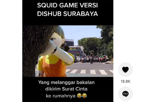 Viral, Video Boneka Squid Game di Lampu Merah Surabaya, Benarkah Ada?
