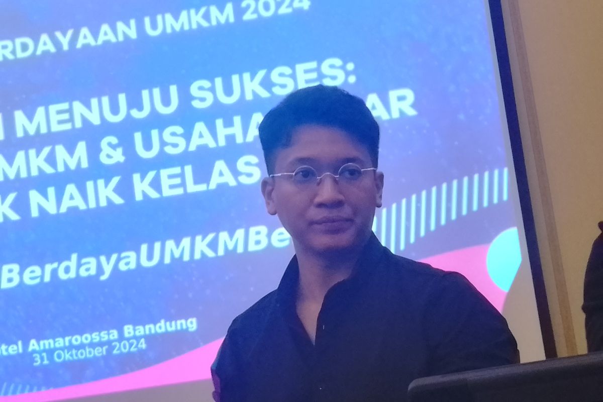 Mario Gultom, pemilik Sunyi Coffee dalam kegiatan Kelas Pemberdayaan UMKM 2024 di Hotel Amaroossa, Kota Bandung, Kamis (31/10/2024).