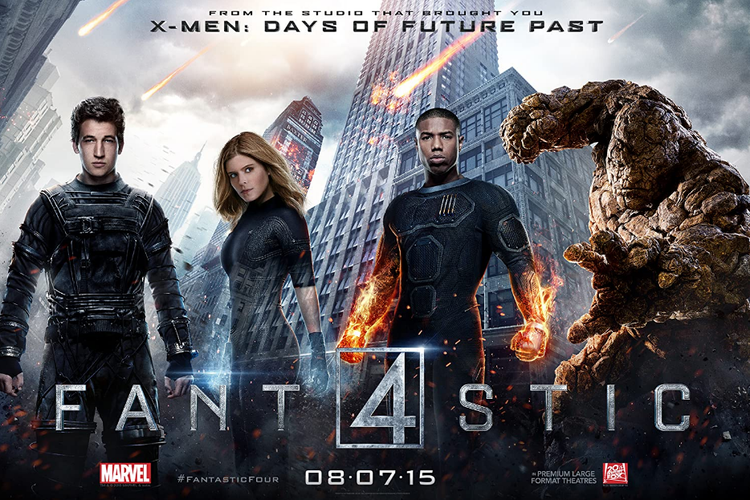 Milles Teller, Kate Mara, Michael B. Jordan, dan Jamie Bell dalam film superhero Fantastic Four (2015).