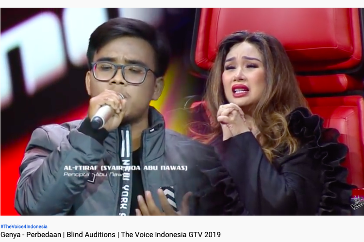 Peserta audisi The Voice Indonesia, Genya, membuat coach Titi DJ menitikkan air mata dengan suaranya yang merdu.
