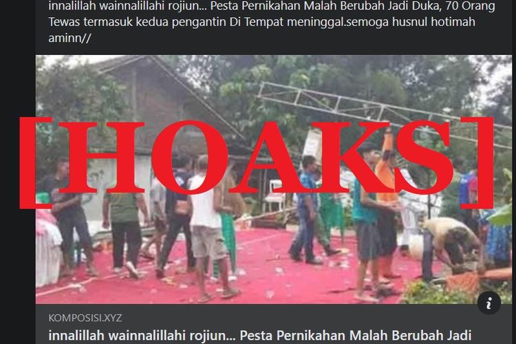 Hoaks 70 orang di pesta pernikahan meninggal akibat angin kencang