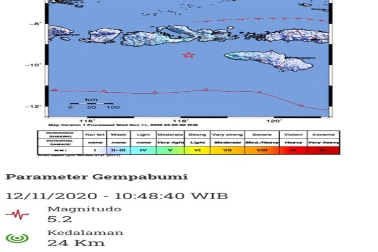 Peta guncangan gempa bumi