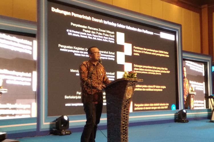 Menteri Kelautan dan Perikanan Edhy Prabowo dalam Rapar Koordinasi Nasional KKP di Jakarta, Rabu (4/12/2019).