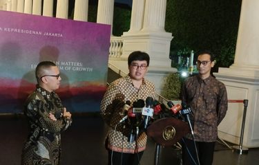 Desainer logo IKN Aulia Akbar di Kompleks Istana Kepresidenan, Jakarta, Selasa (30/5/2023).