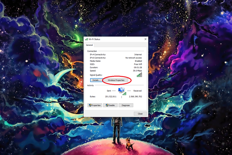 Cara melihat password wifi di laptop Windows 10 lewat menu pengaturan.