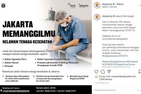 Dicari, Relawan Tenaga Medis untuk Hadapi Corona di Jakarta 