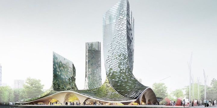 Sebuah megaproyek diluncurkan bulan lalu di Hangzhou. Bangunan yang dinamakan FrenchDreamTowers ini dirancang oleh XTU Architecs dan menampilkan desain yang futuristik. 
