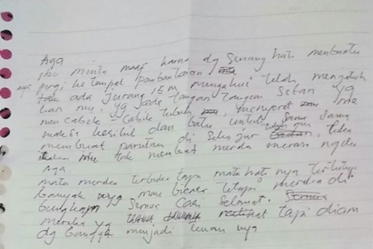 Viral Surat yang Ditulis Ibu dari Mahasiswa Unila yang Tewas Saat Diksar,  Ini Isinya