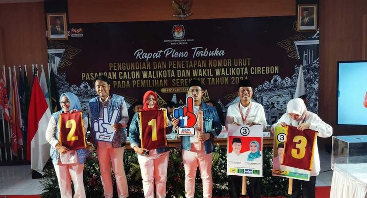 Nomor Urut Paslon Pilkada Kota Cirebon: Dani-Fitria 1, Eti-Suhendrik 2, Effendi-Siti 3