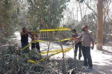 Jalan Berlubang akibat Erupsi Gunung Lewotobi Dipasangi Garis Polisi