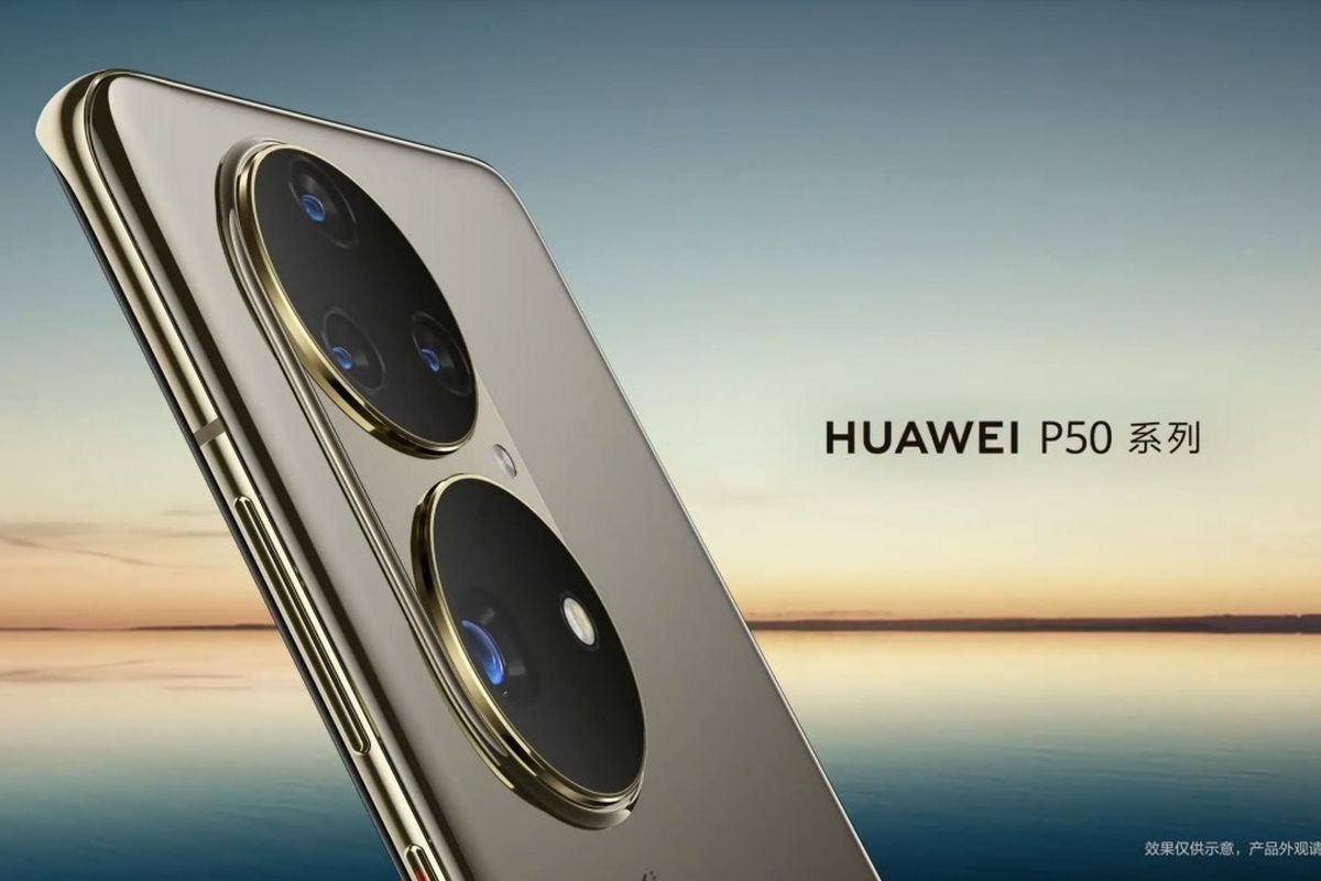 Penampakan bagian punggung Huawei P50 series.