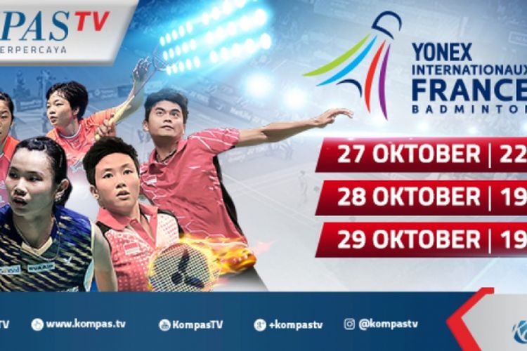 Jadwal siaran langsung Perancis Terbuka Superseries 2017 di Kompas TV.