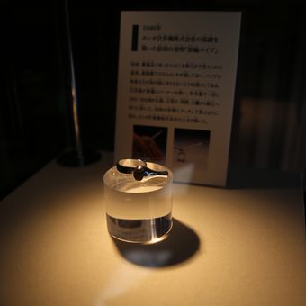 Ring pipe dipajang dalam kotak kaca di Museum Toshio Kashio, Tokyo.