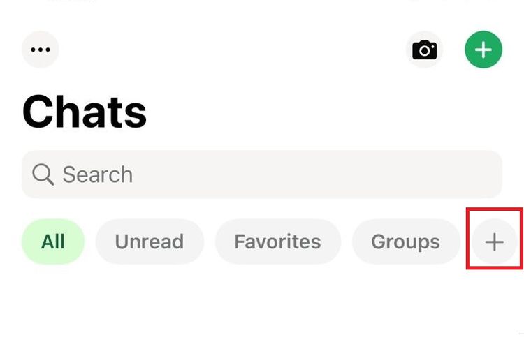 Tampilan tab plus di WA yang bersebelahan dengan tab filter chat.