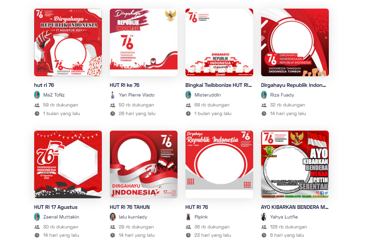 Template Twibbon HUT RI ke-76 populer.