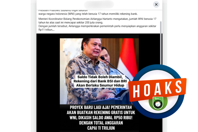 INFOGRAFIK: Muncul Hoaks Airlangga Sebut Saldo BSI-BRI dari Pemerintah Tidak Bisa Diambil