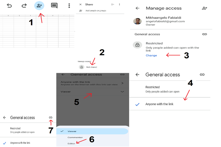 ilustrasi cara membuat agar Google Sheets dapat diedit semua orang