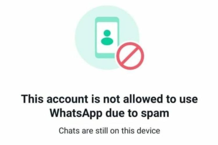 Tampilan masalah akun tidak diizinkan menggunakan WhatsApp atau this account is not allowed to use WhatsApp due to spam.