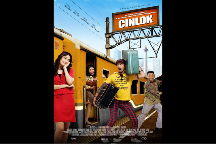 Luna Maya, Tora Sudiro, Ria Irawan, dan Tukul Arwana dalam film komedi Cinlok (2008).