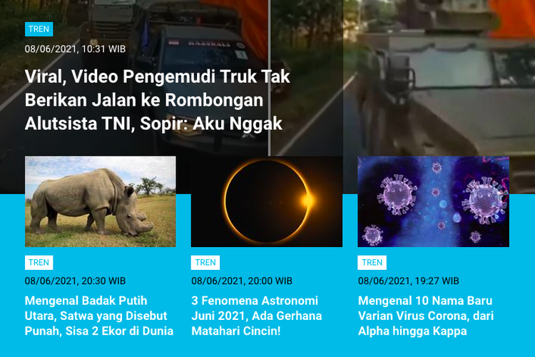 Populer Tren 9 Juni 2021: Video viral truk ogah minggir untuk beri jalan kendaraan TNI