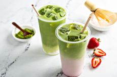 Resep Es Matcha Strawberry Cream ala Kafe, Minuman Segar Saat Panas