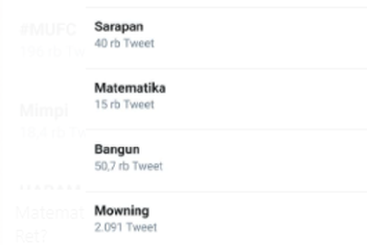 Tangkapan layar trending topik Matematika di media sosial Twitter, Rabu (21/10/2020).