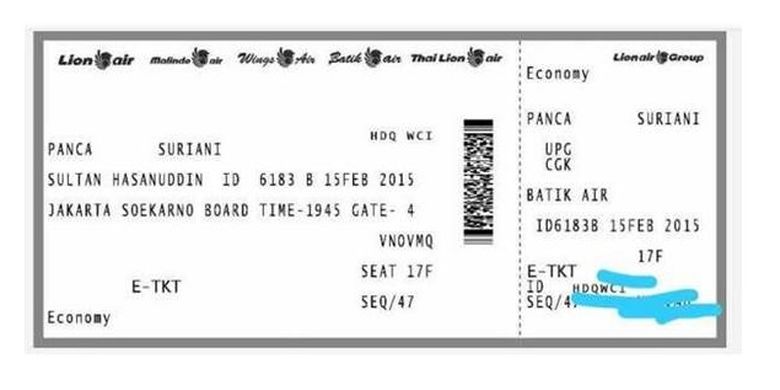 Boarding pass yang dianggap salah tahun