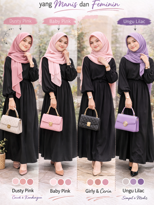 Gamis Hitam Cocok dengan Jilbab Warna Apa? Warna Pastel yang Manis dan Feminin.

