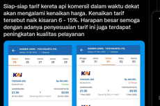 Viral, Twit Tarif KA Komersial Disebut Akan Naik hingga 15 Persen, Ini Kata KAI