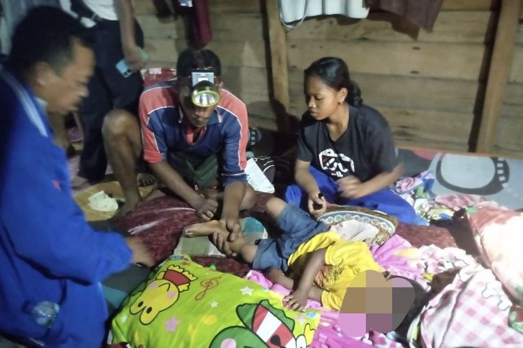 Korban seorang anak di Kampung Penyengat, Kabupaten Siak yang dilaporkan diserang Harimau dan membuat kakinya terluka. 