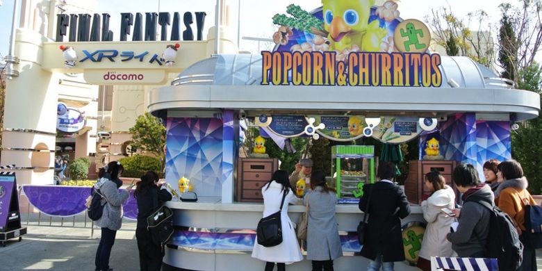 Kedai popcorn di wahana Final Fantasy, Universal Studio Jepang.