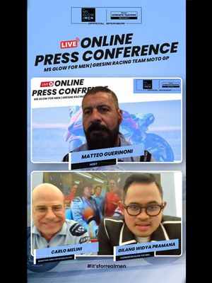Founder Ms Glow for Men Gilang Widya Pramana mempublikasikan kerja sama pihaknya dengan Gresini Racing dalam konferensi pers virtual langsung dari Italia, Kamis (26/5/2022).

