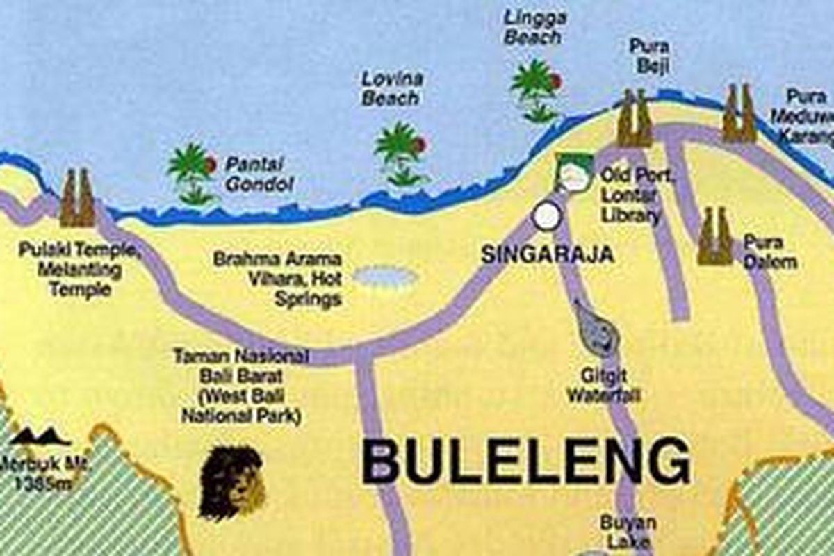 Peta Kabupaten Buleleng, Bali.