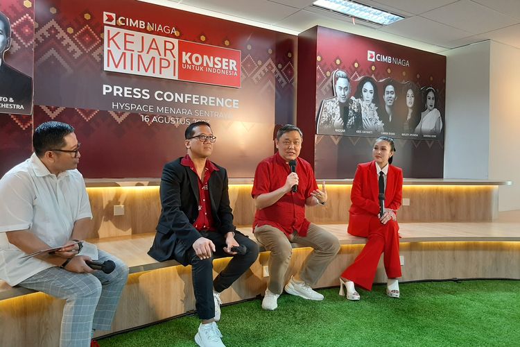 Konferensi Pers Konser Kejar Mimpi untuk Indonesia 2023 di Menara Sentraya, Jakarta Selatan, Rabu (16/8/2023)