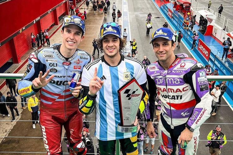 Podium MotoGP Argentina 2023 dikuasai oleh tim satelit Ducati